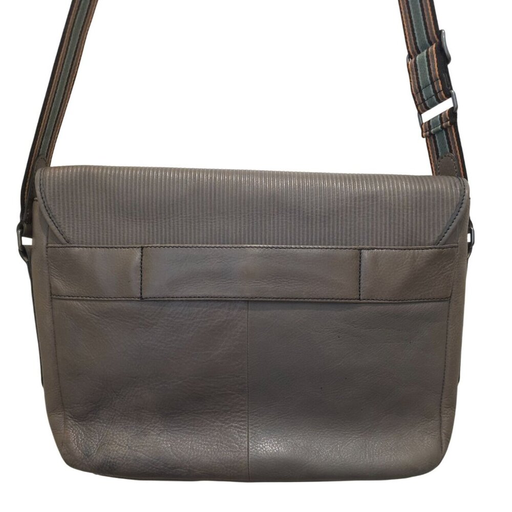 FOSSIL GREENVILLE Gray Leather Travel Courier Messenger Bag - Picture 5 of 11